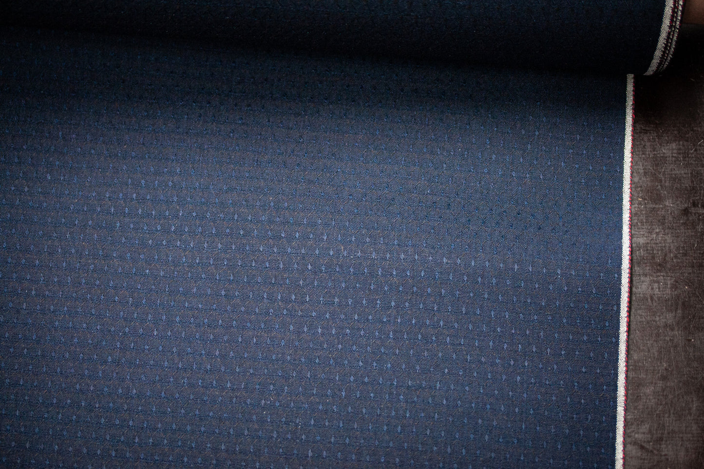 S-044 - 5 oz - dotted, indigo selvage denim