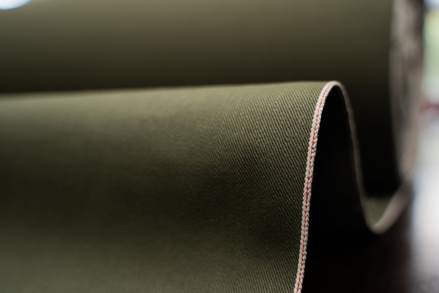 S-047 - 12 oz - military green selvage denim