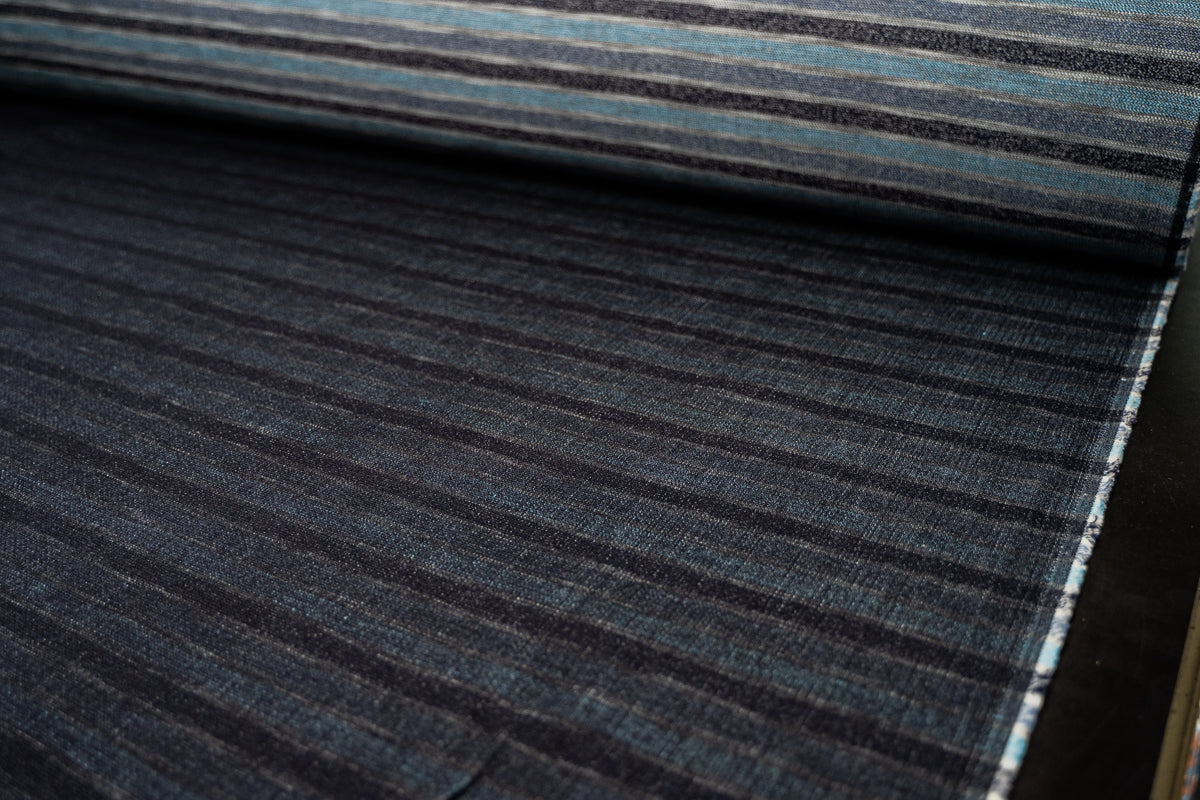 D-004 Indigo gestreifter Broken-Twill Selvage Denim (12 oz) – Stoffbahn in voller Breite mit Webkante